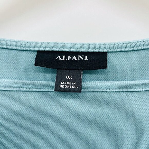 Alfani Womens Plus Size 0X Asymmetrical Drape-Neck Top Jade Green $75 1428 - Picture 5 of 7